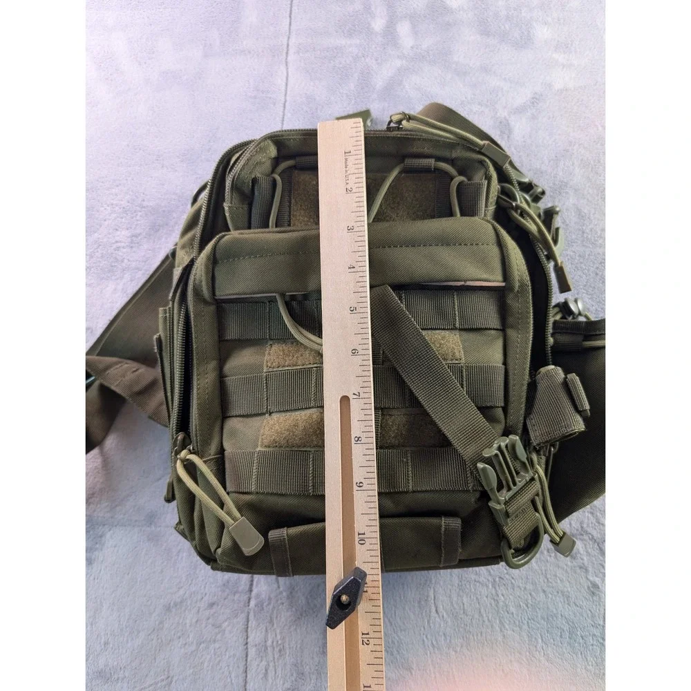 Blisswill Tactical Sling Bag Olive Green MOLLE Military Shoulder Pack Messenger